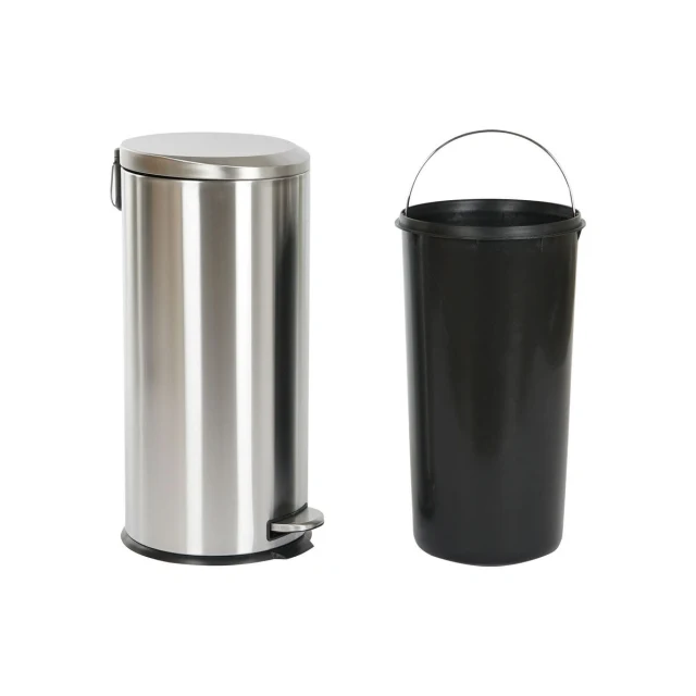 Pedal bin Silver Stainless steel polypropylene 30 L