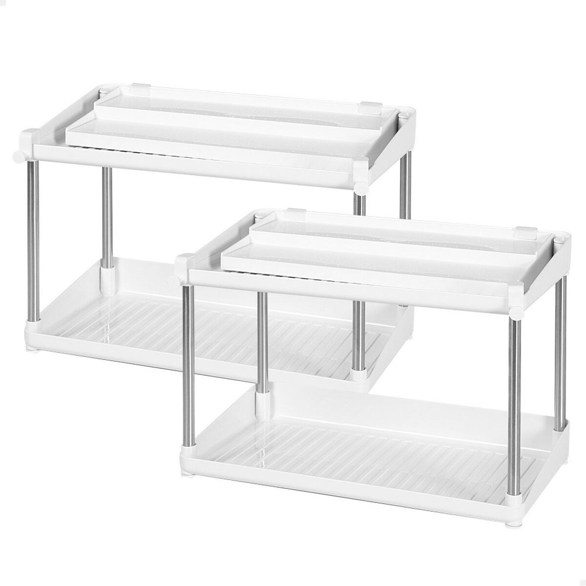 Kitchen Cupboard Organiser White 2 Shelves 2 Units 37,5 x 25,5 x 19 cm