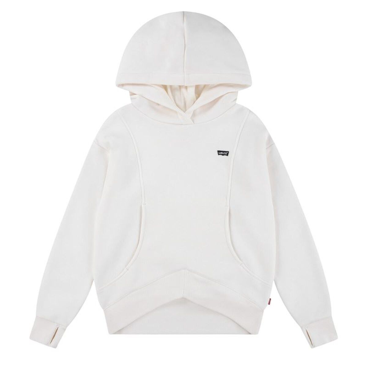 Hooded Sweatshirt for Girls Batwing Patch White