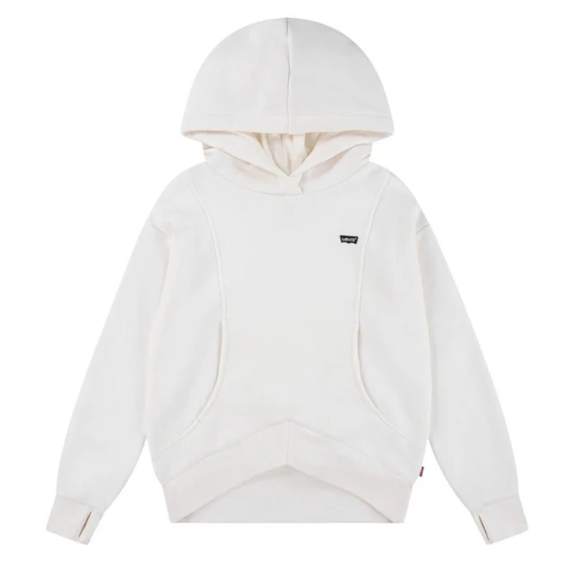 Hooded Sweatshirt for Girls Batwing Patch White