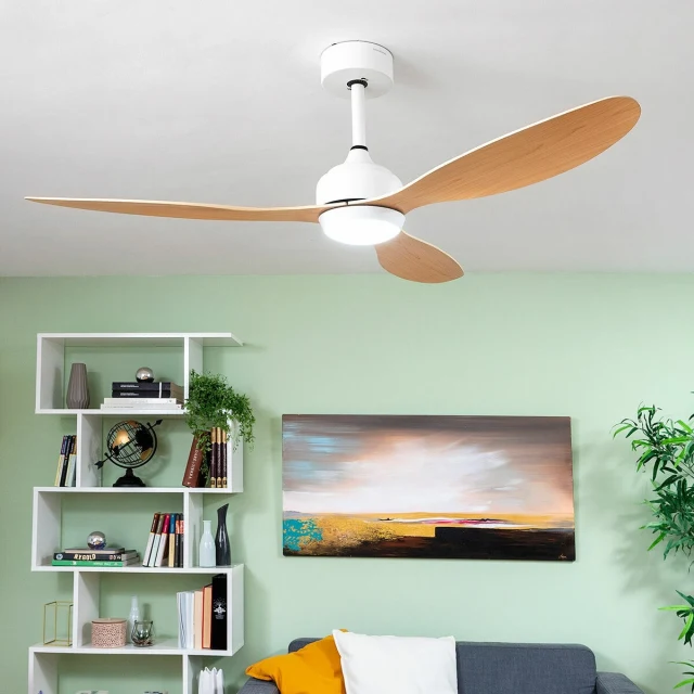LED Ceiling Fan with 3 ABS Blades Wuled Wood 36 W 52" Ø132 cm