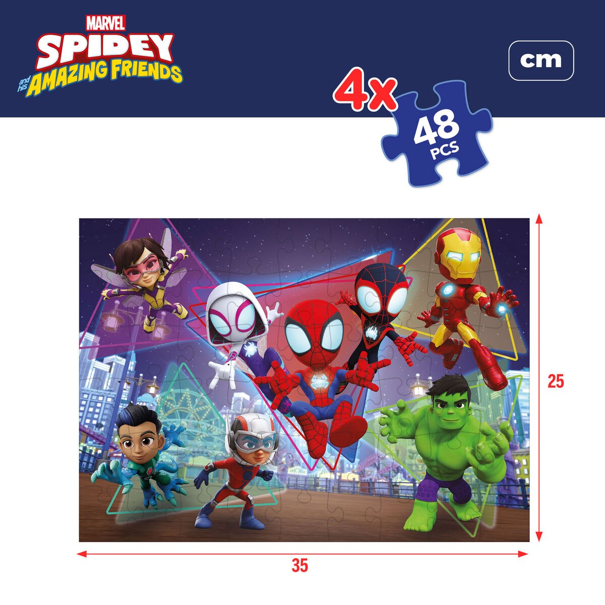 4-Puzzle Set 35 x 1,5 x 25 cm 48 Pieces (6 Units)