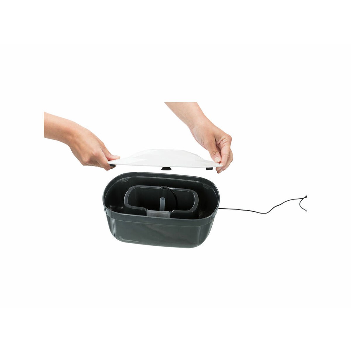 Pet Water Fountain Polygon White Grey Silicone Melamin 2,5 L 28 x 11 x 22 cm