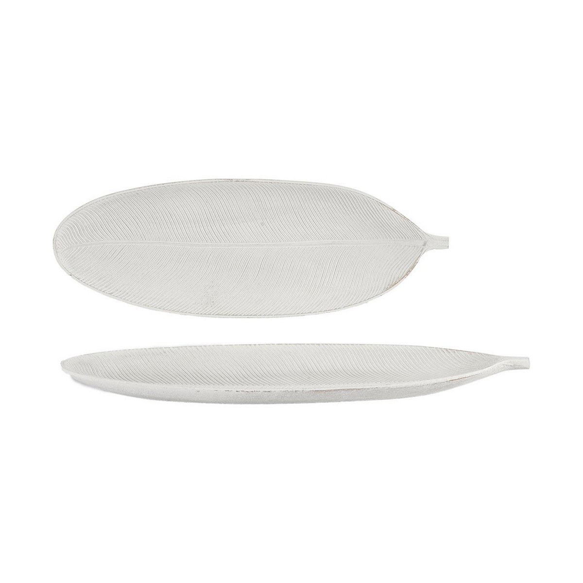 Centerpiece White MDF Wood 49 x 2,7 x 17,3 cm Decoration Leaf of a plant