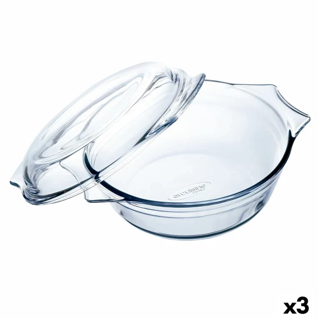 Oven Dish Ocuisine Vidrio Transparent Glass 27 x 24 x 11 cm With lid (3 Units)