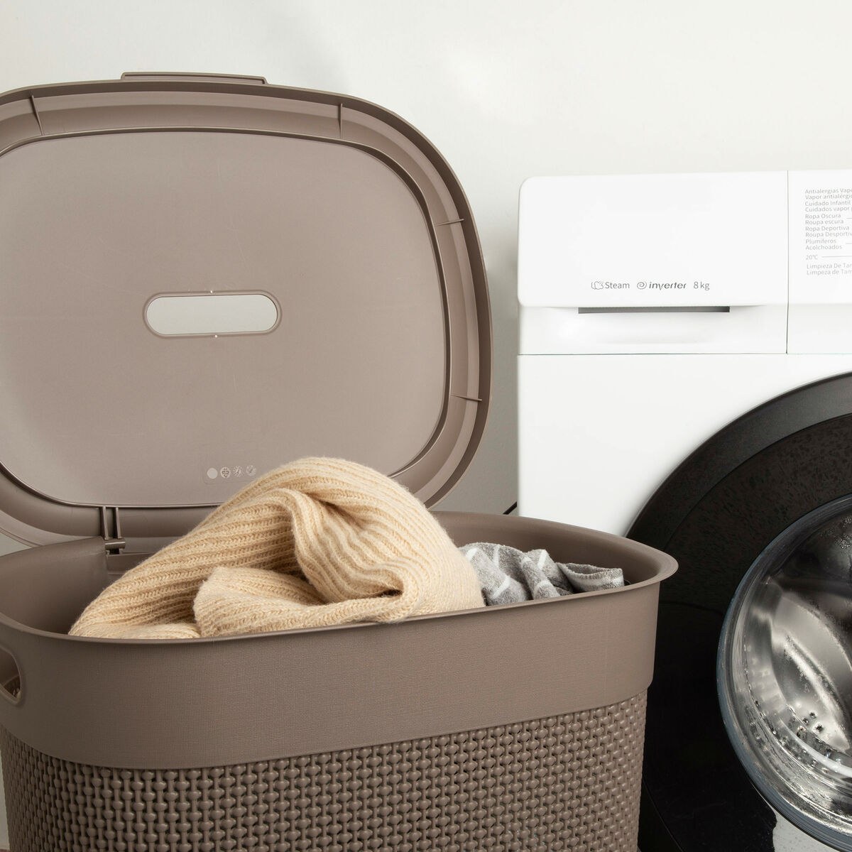 Laundry Basket Brown Plastic 55 L 44 x 61 x 35 cm (8 Units)