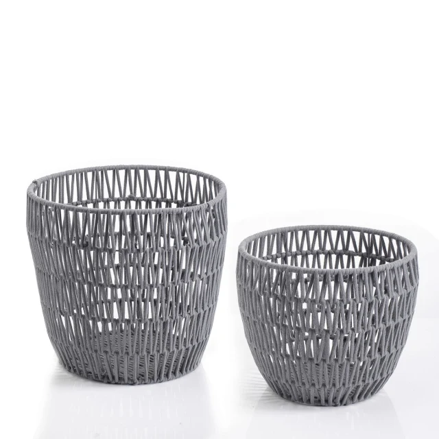 Basket set Moa Cotton Metal 2 Pieces Grey