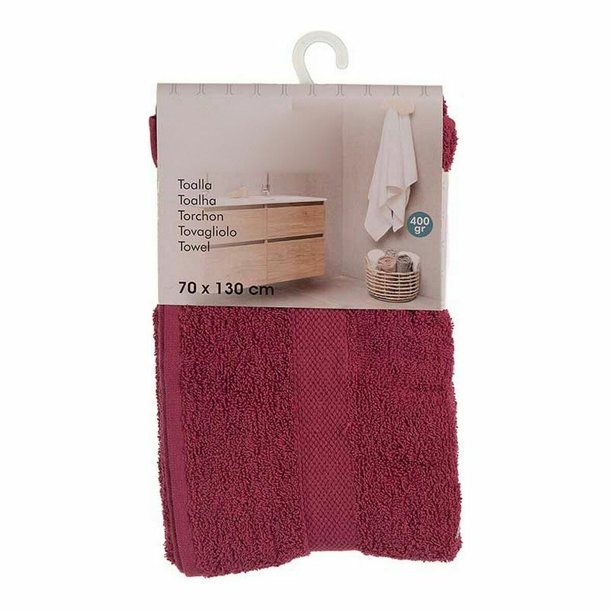 Bath towel Maroon 80 % cotton 20 % Polyester 70 x 0,5 x 130 cm (3 Units)