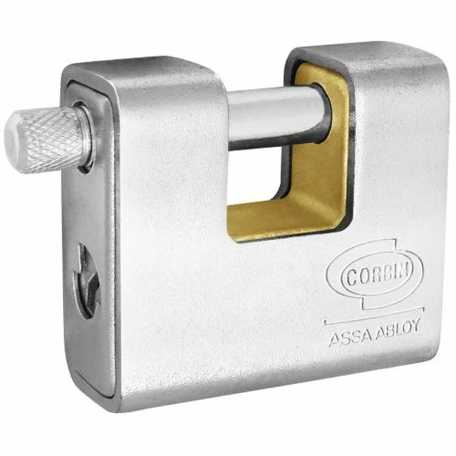 Key padlock Rectangular Brass Steel Armored