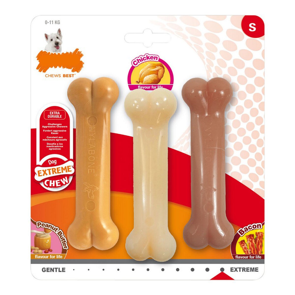 Dog chewing toy Extreme Chew Value Pack Bacon Peanut butter Size S Chicken Nylon (3 pcs)