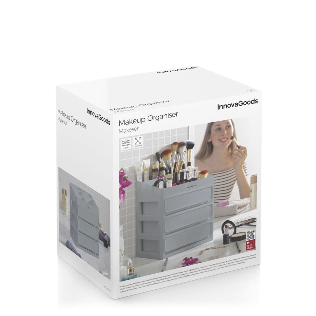 Make-up organizer Grey polypropylene (Refurbished A)