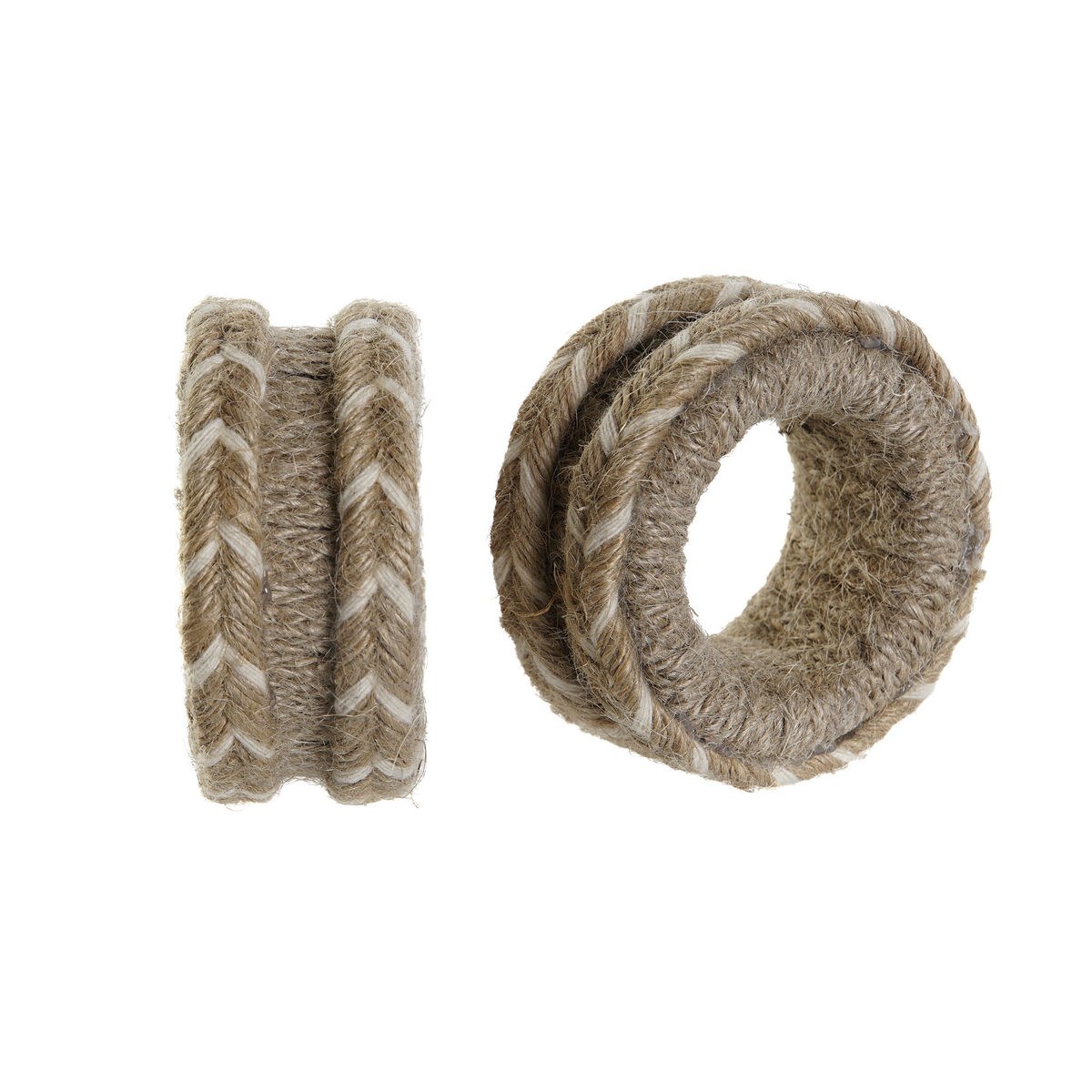 Napkin ring Natural Jute Mango wood 6 x 3 x 6 cm 4 Pieces
