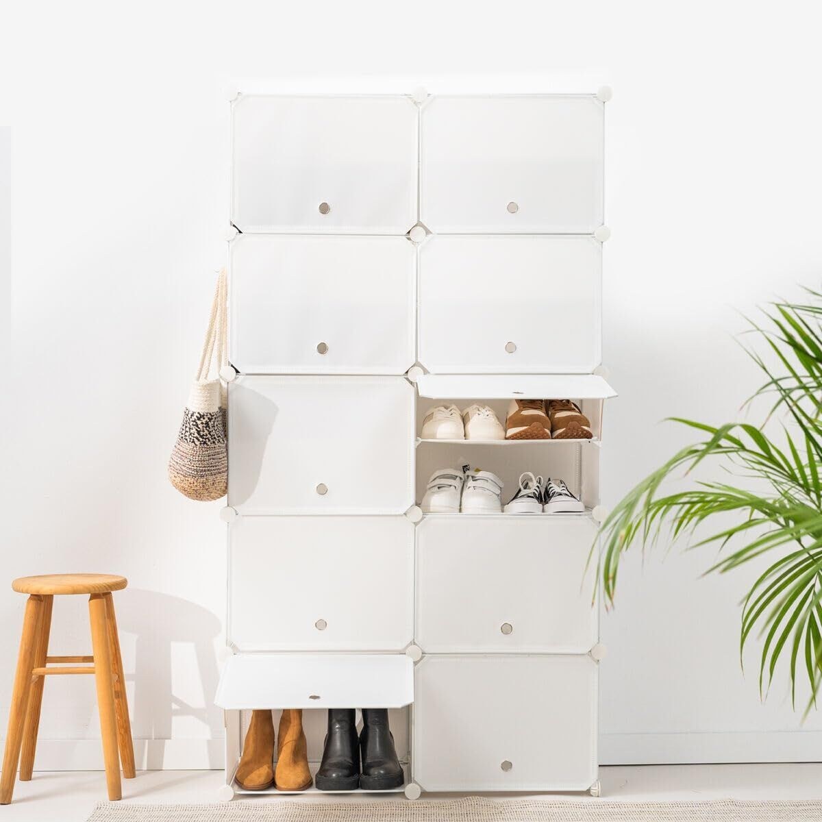 Portable Modular Shoe Cabinet Levoun White (Refurbished B)