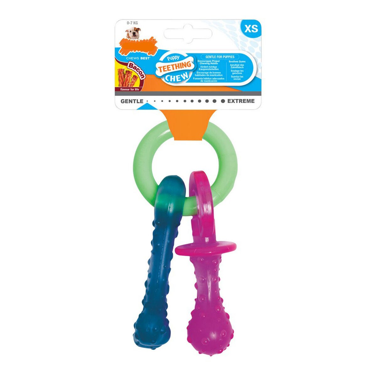 Dog chewing toy Keychain Meat Cheese Puppies Bacon Nylon Thermoplastic XS size