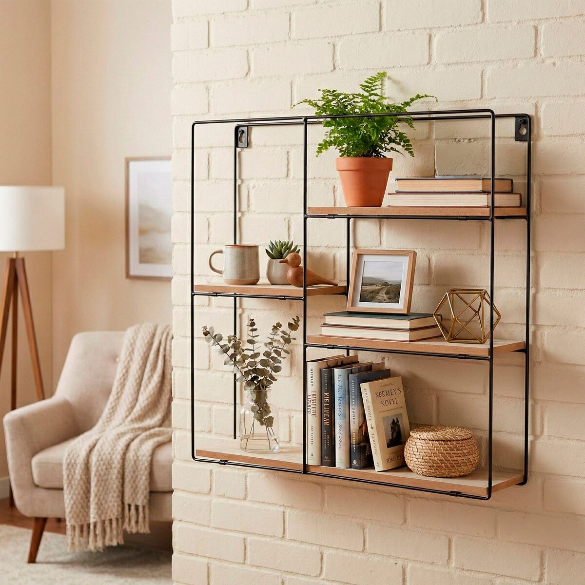 Shelves Iron MDF Wood 40 x 40 x 10 cm (6 Units)