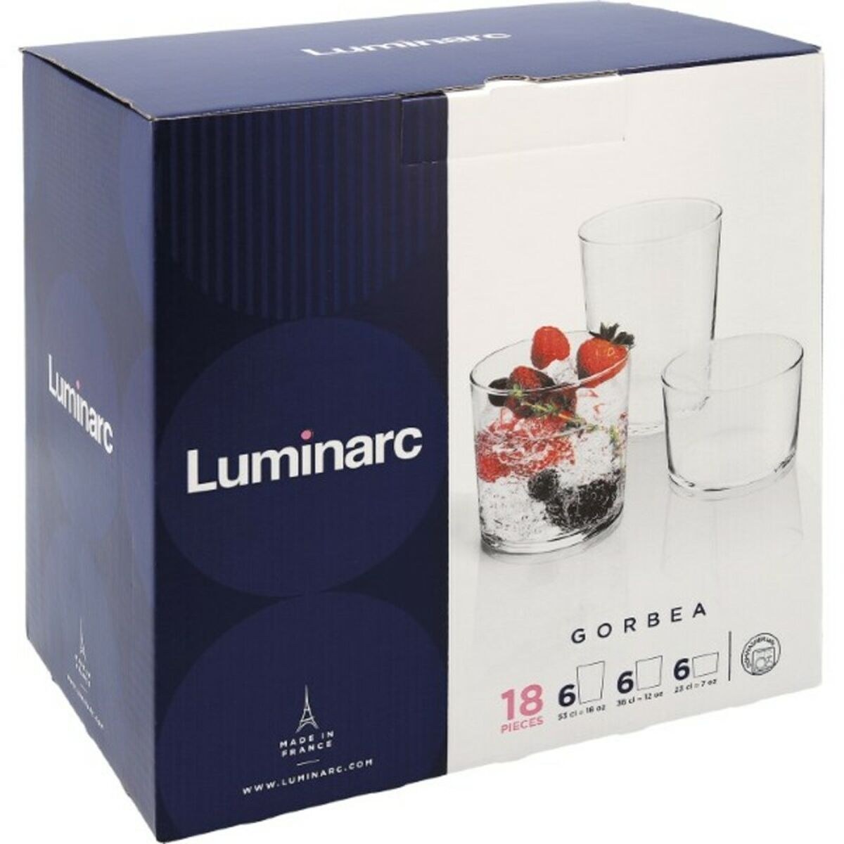 Set of glasses Gorbea Transparent Glass 6 Pieces (18 pcs)