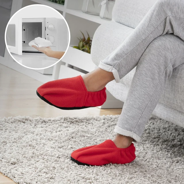 Microwavable Heated Slippers Red