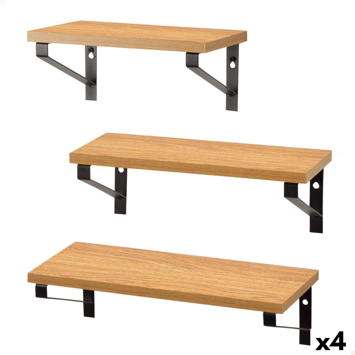 Shelves Iron MDF Wood 42 X 12 X 16 CM (4 Units)