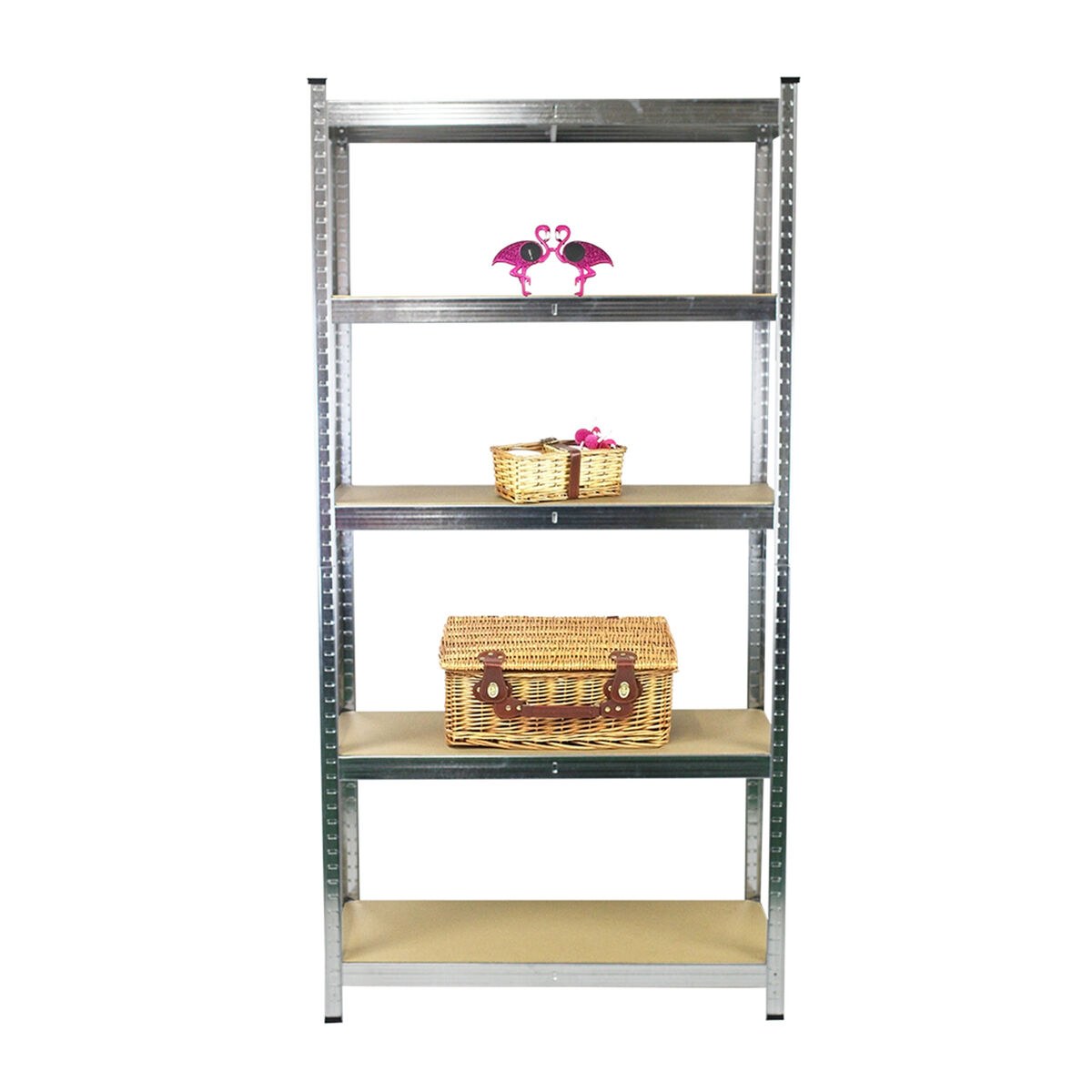 Shelves 875 Kg 90 x 40 x 180 cm Grey Wood Galvanised Steel MDF Wood 5 Shelves