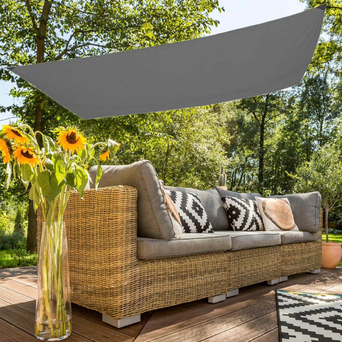 Rectangular Shade Sail Grey 200 x 0,5 x 300 cm Rectangular (6 Units)