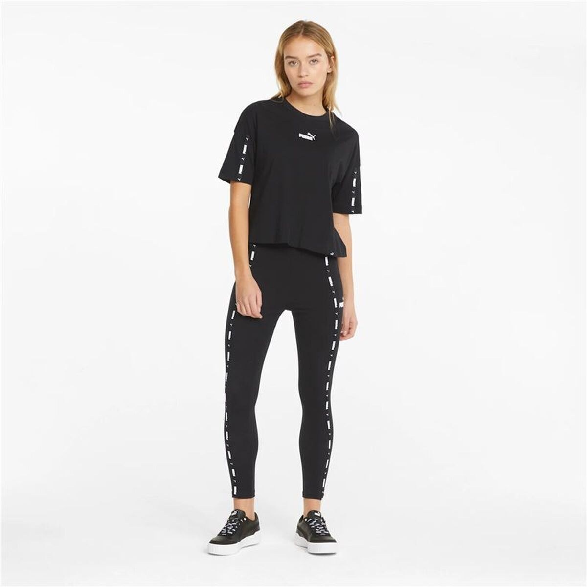 Women’s Short Sleeve T-Shirt Power Tape Crop W Black