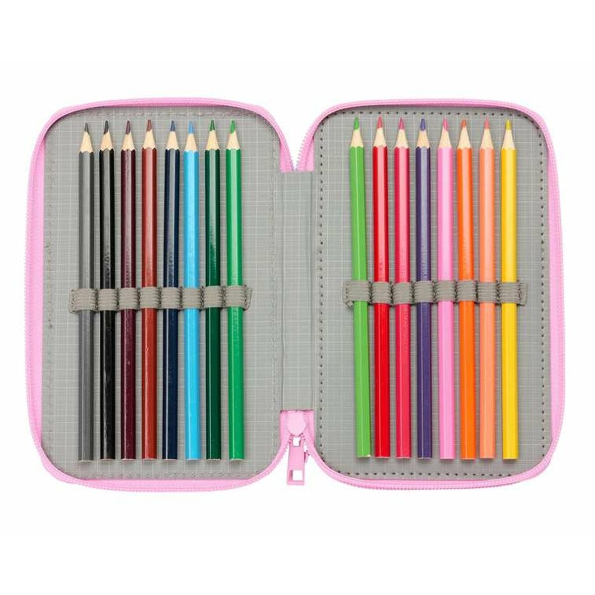 Triple Pencil Case Blue 12,5 x 19,5 x 5,5 cm 37 Pieces