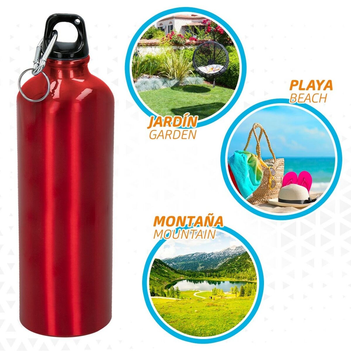 Water bottle 750 ml Snap hook Aluminium 7 x 25 x 7 cm (24 Units)