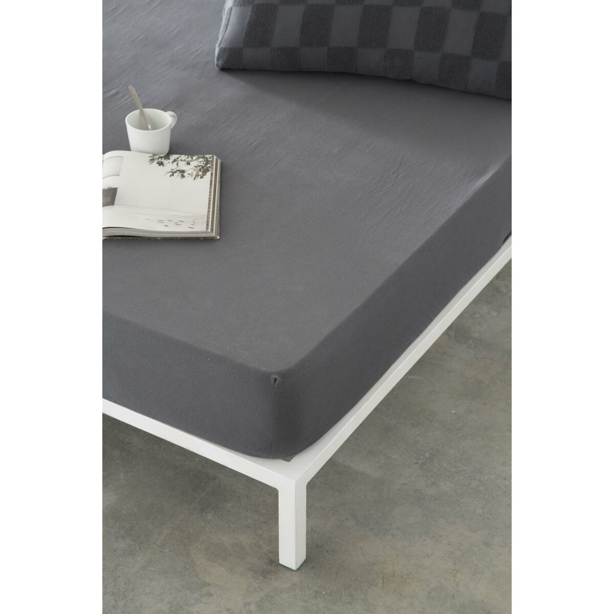 Fitted bottom sheet ELBA Dark grey 180 x 200 cm (Super king)