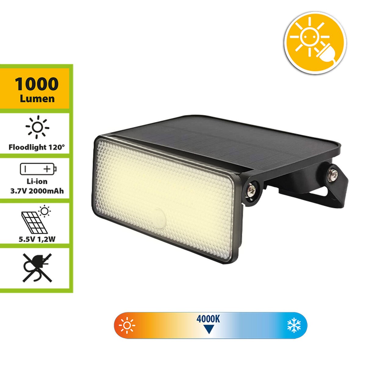 Solar lamp MAYA 12 W 4000 K 1600 lm White