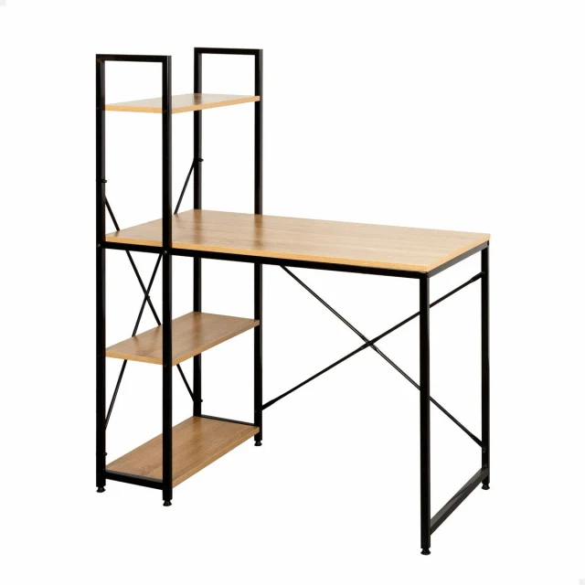 Desk with Shelf Steel Melamin Particleboard 100 x 120 x 52 cm