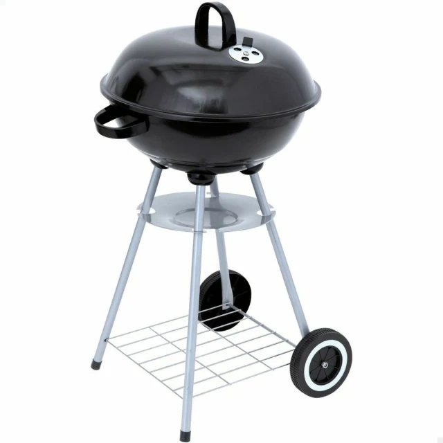 Coal Barbecue with Wheels 46 cm Circular Black With lid