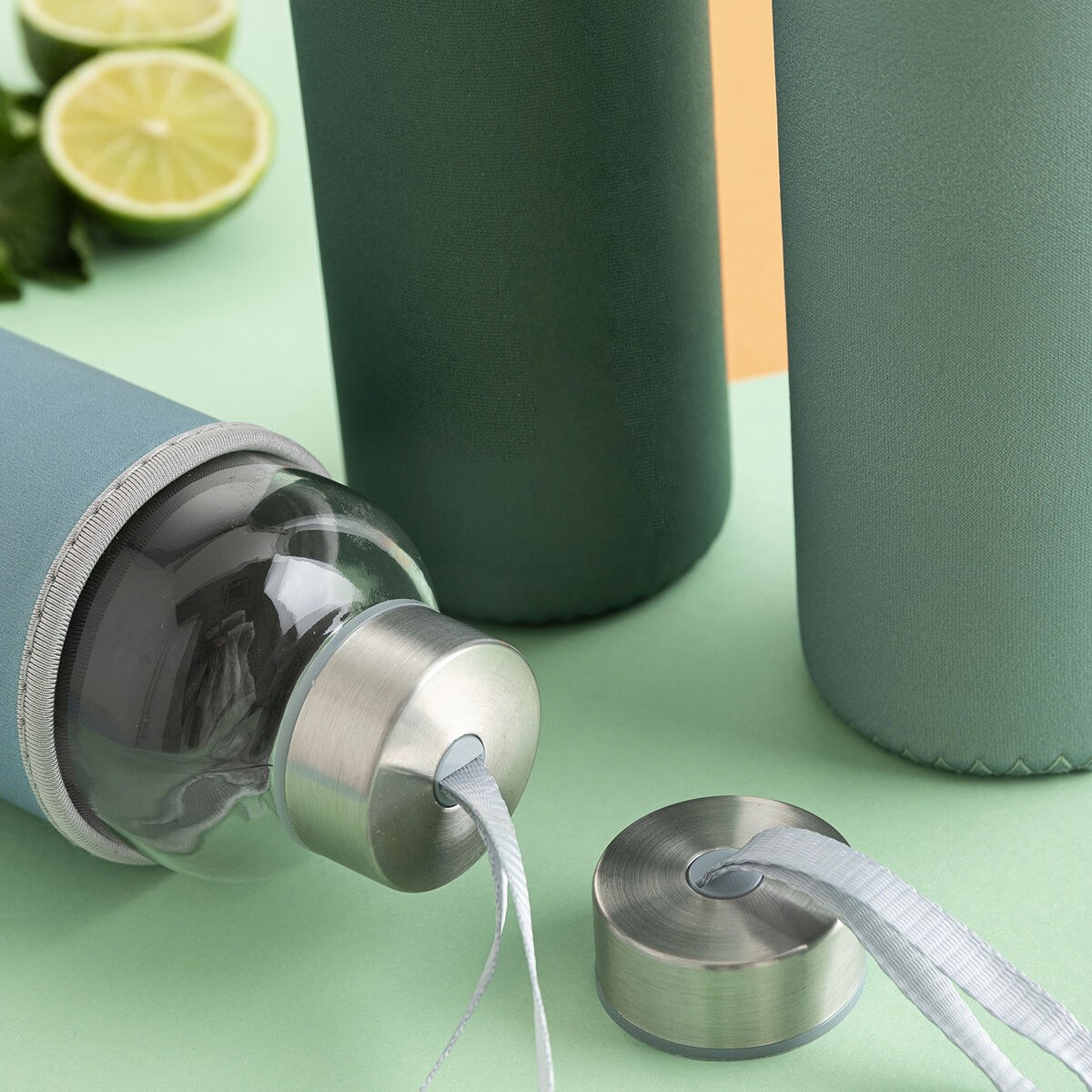 Water bottle Quidate Green Glass 600 ml (12 Units)