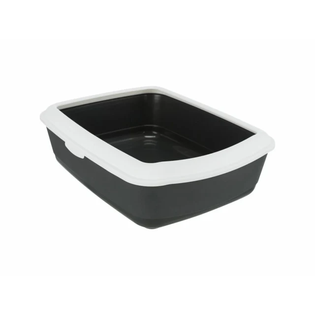Cat Litter Box Classic White Dark grey Plastic 37 × 15 × 47 cm