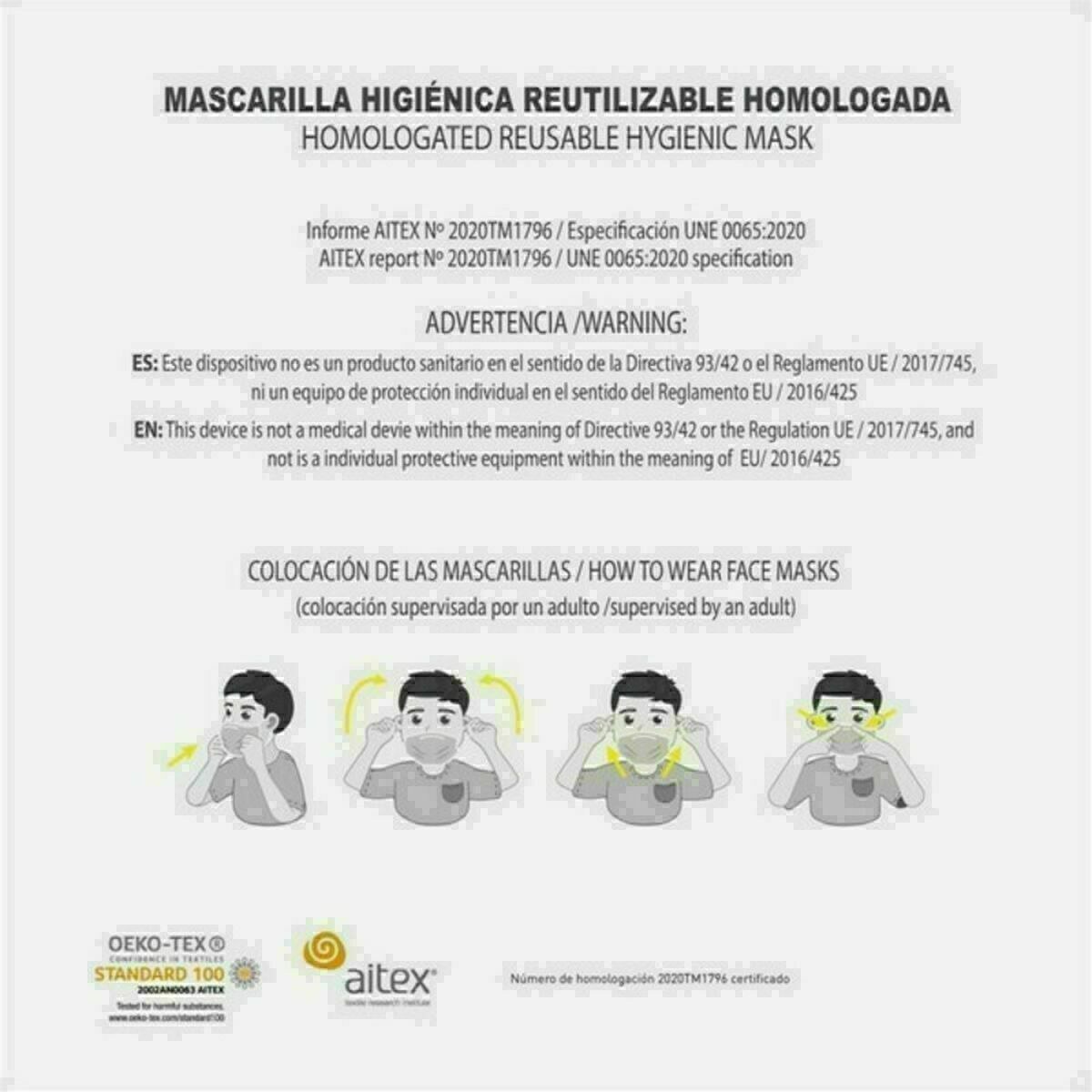 Hygienic Reusable Fabric Mask Children's Black