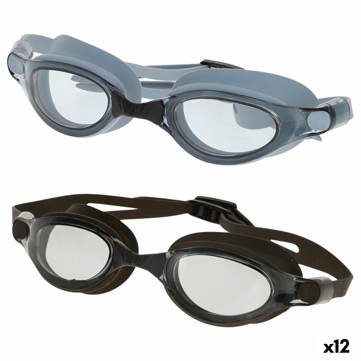 Adult Swimming Goggles Black Grey (12 Units)