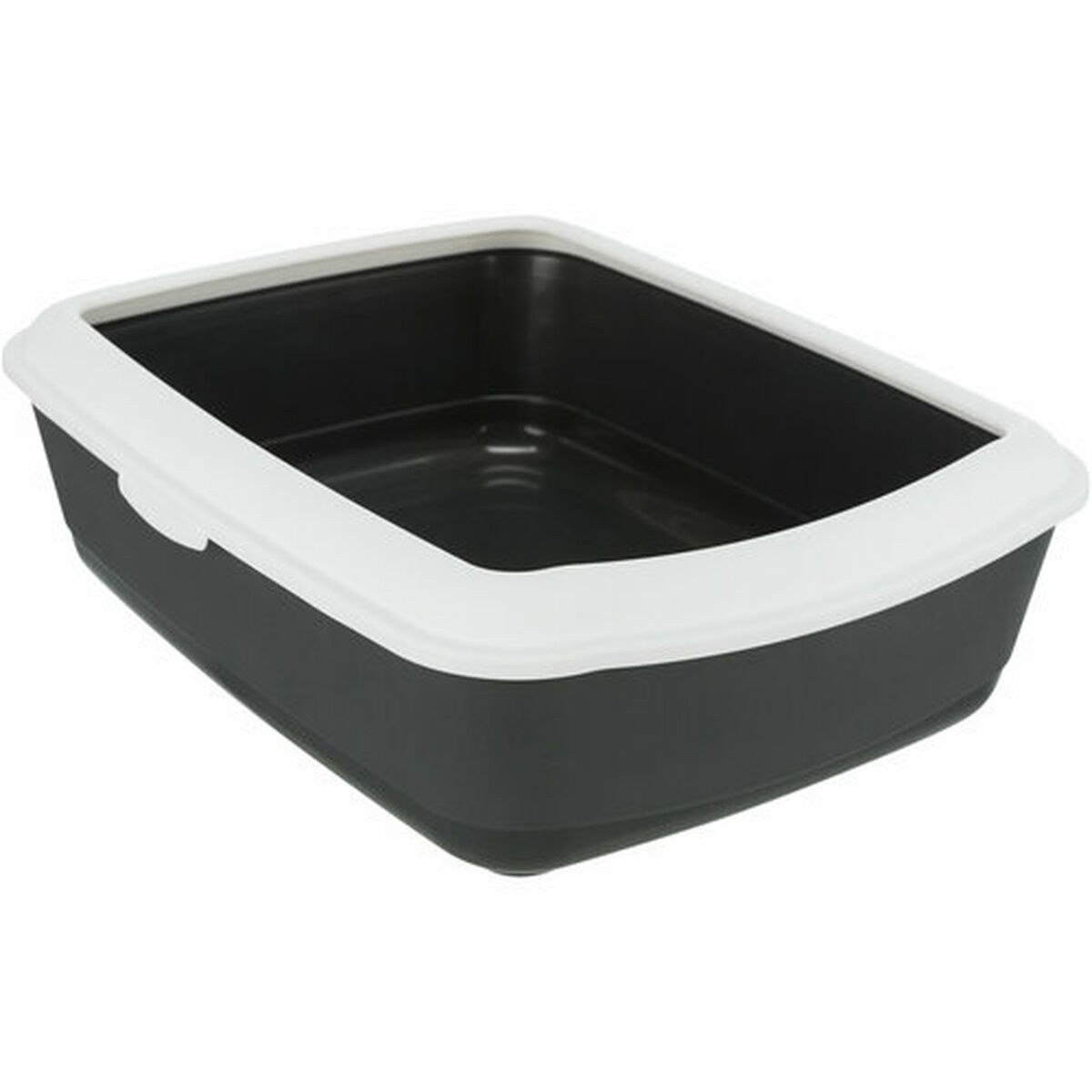 Cat Litter Box Classic White Dark grey Plastic 37 × 15 × 47 cm