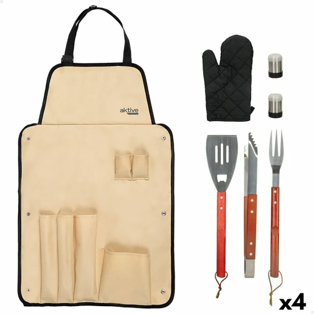 Barbecue Utensils Set 7 Pieces Barbecue Stainless steel 42 x 67 x 3 cm (4 Units)