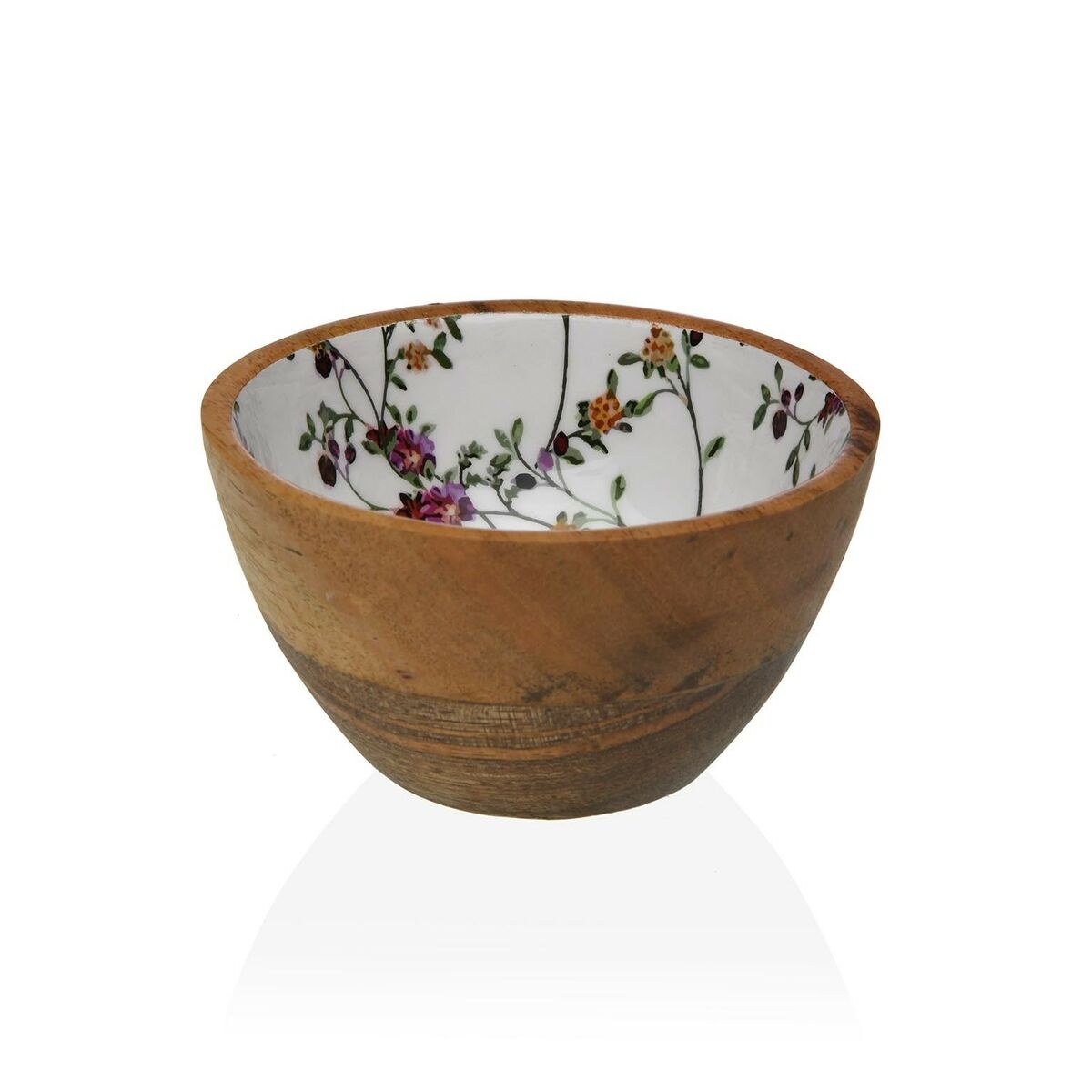 Snack Bowl Bamboo Porcelain Mango wood Flowers Field 13 x 7 x 13 cm
