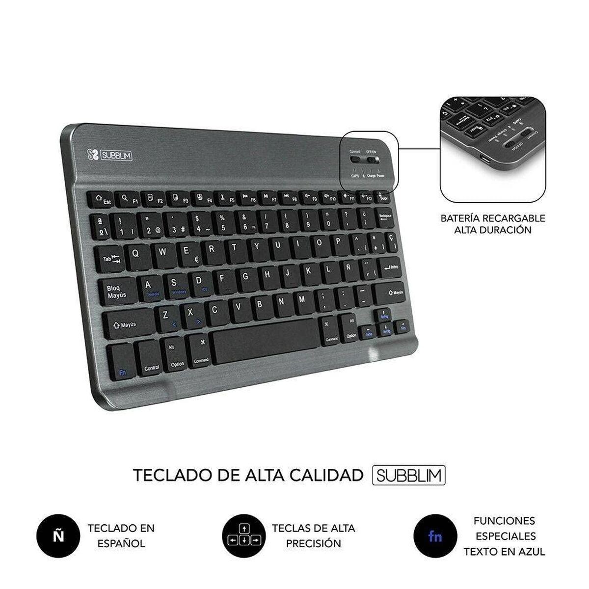 Case for Tablet and Keyboard SUB-KT2-BT0003 Red Spanish Qwerty