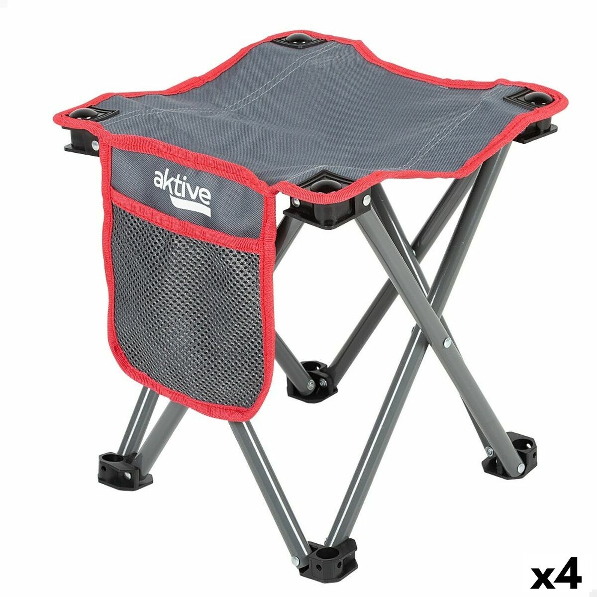 Stool Foldable Camping Grey 30 x 32 x 30 cm (4 Units)