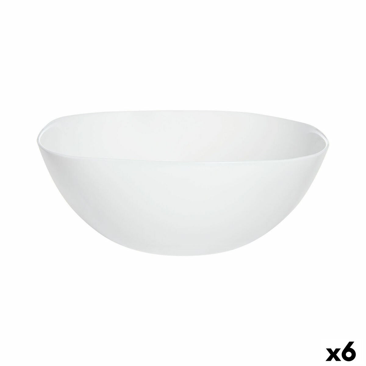 Salad Bowl Carine Blanco White Glass Ø 27 cm (6 Units)