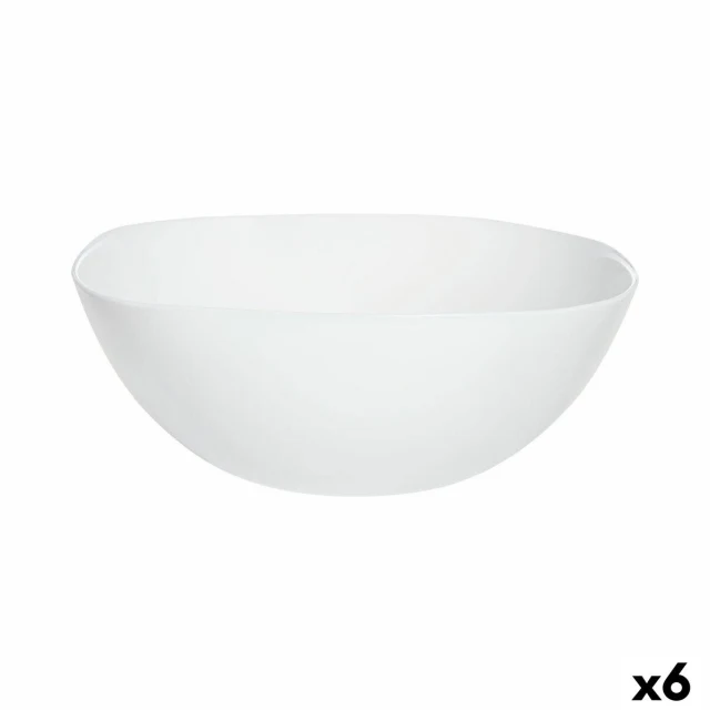 Salad Bowl Carine Blanco White Glass Ø 27 cm (6 Units)