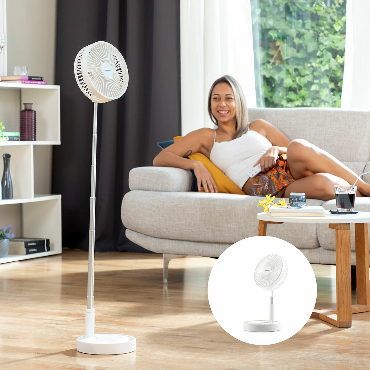 3 in 1 Foldable Rechargeable Fan Fandle Ø7,7'' 7200 mAh