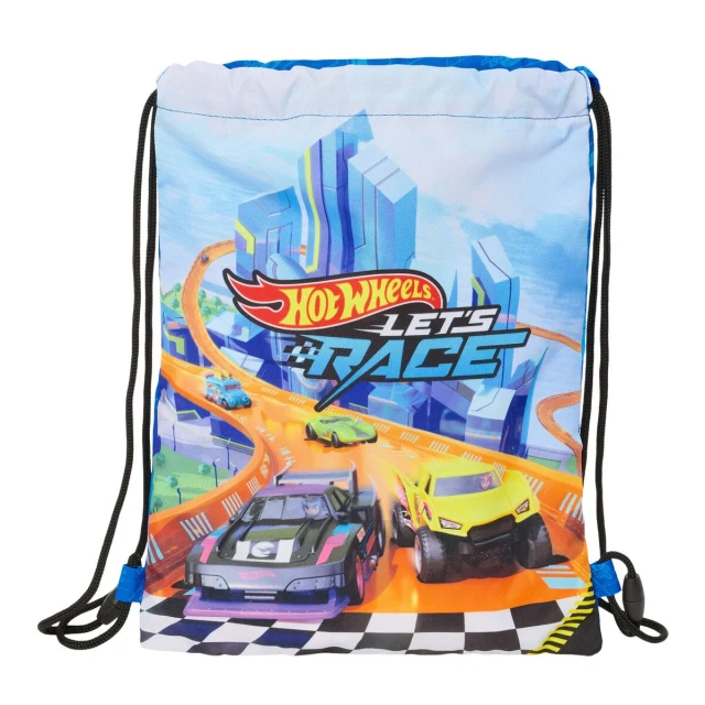 Backpack with Strings Let's race Blue Black 26 x 34 x 1 cm