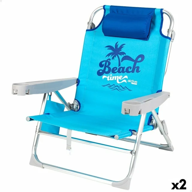 Beach Chair Foldable Blue 53 x 80 x 58 cm (2 Units)