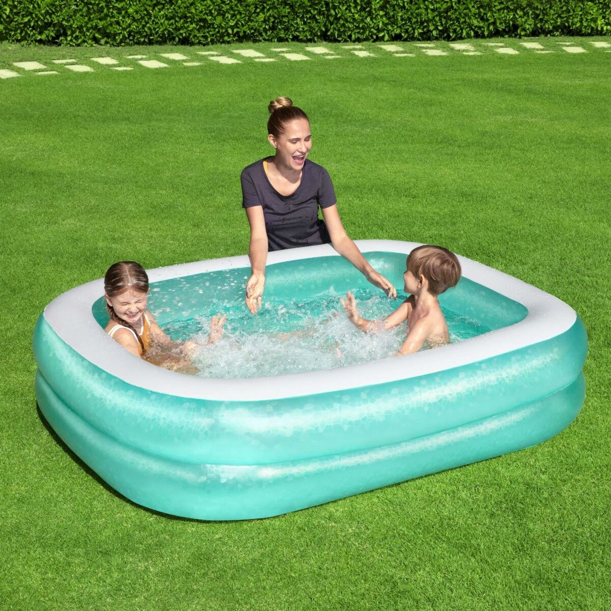Inflatable Paddling Pool for Children Multicolour 201 x 150 x 51 cm