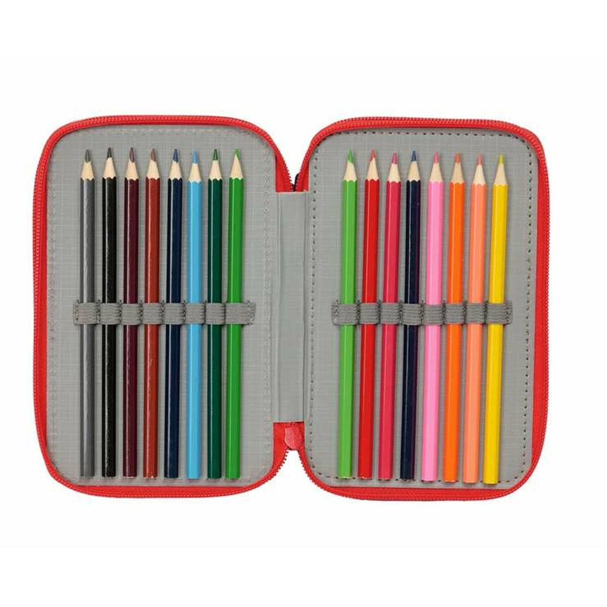 Triple Pencil Case Navy Blue 12,5 x 19,5 x 5,5 cm 37 Pieces