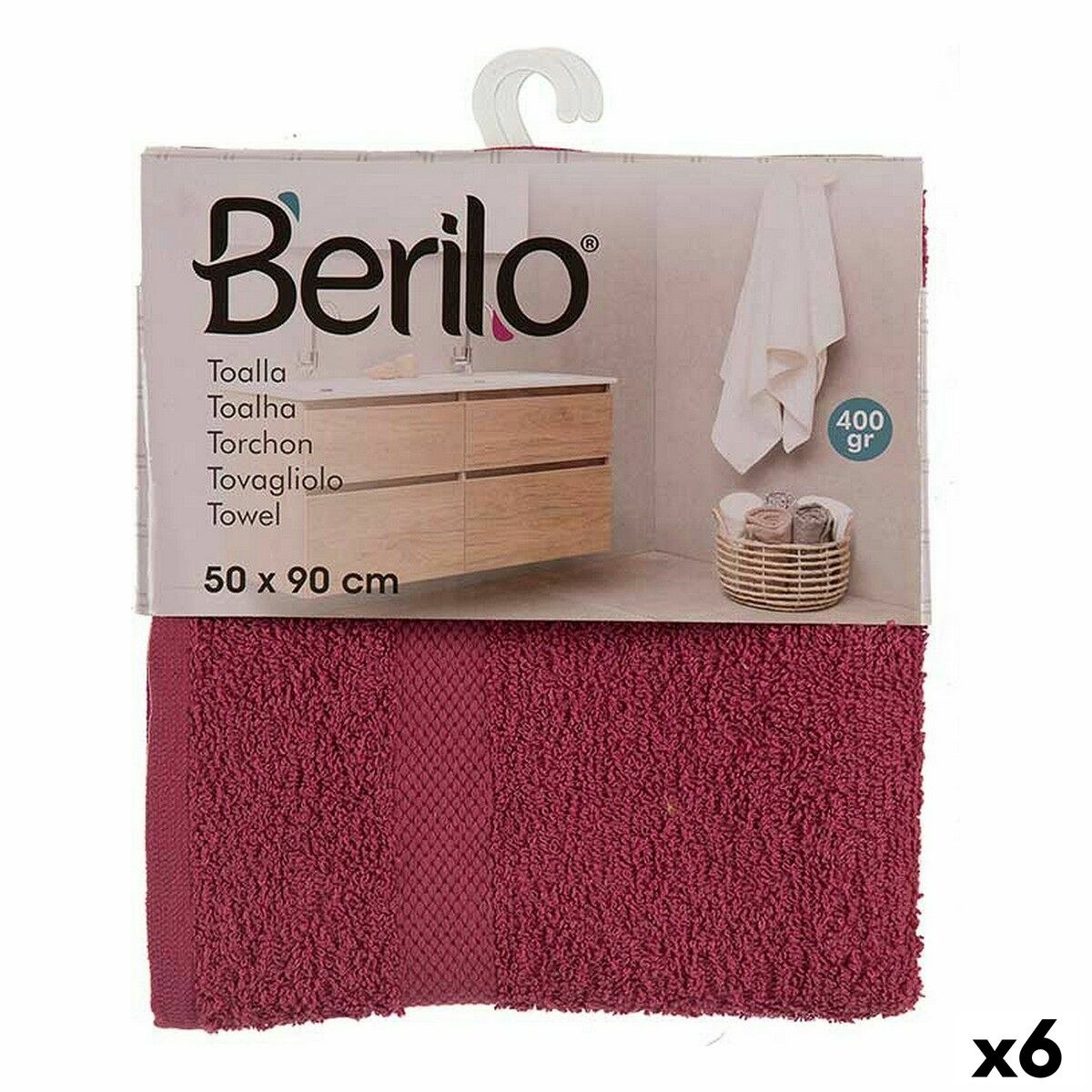 Bath towel Maroon 80 % cotton 20 % Polyester 50 x 0,5 x 90 cm 25 x 3 x 22 cm (6 Units)