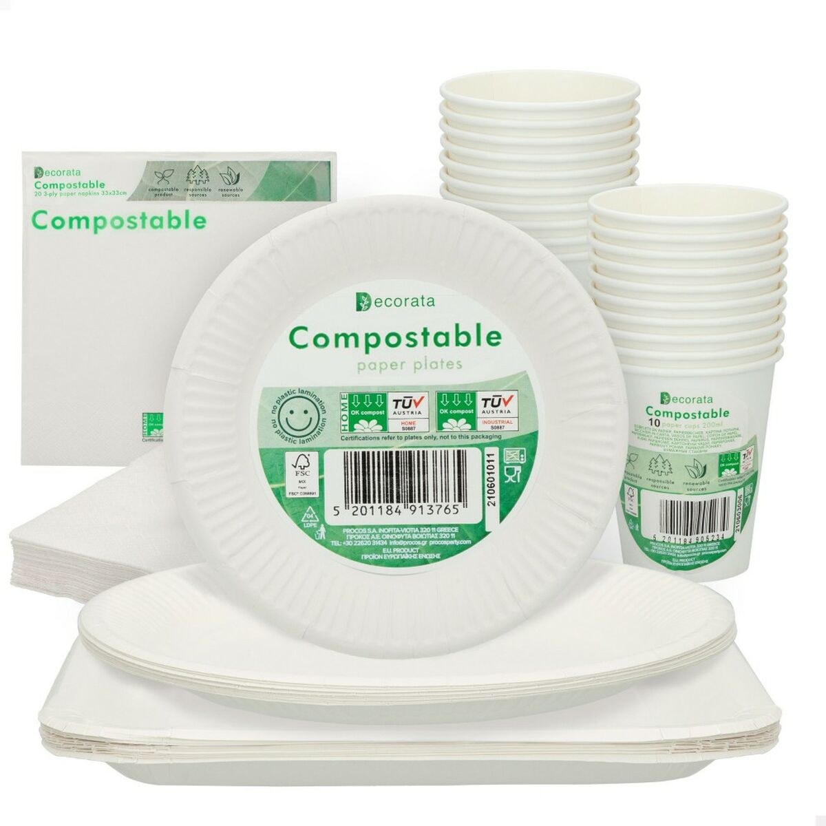 Dinnerware Set White Paper 23 x 1,5 x 23 cm